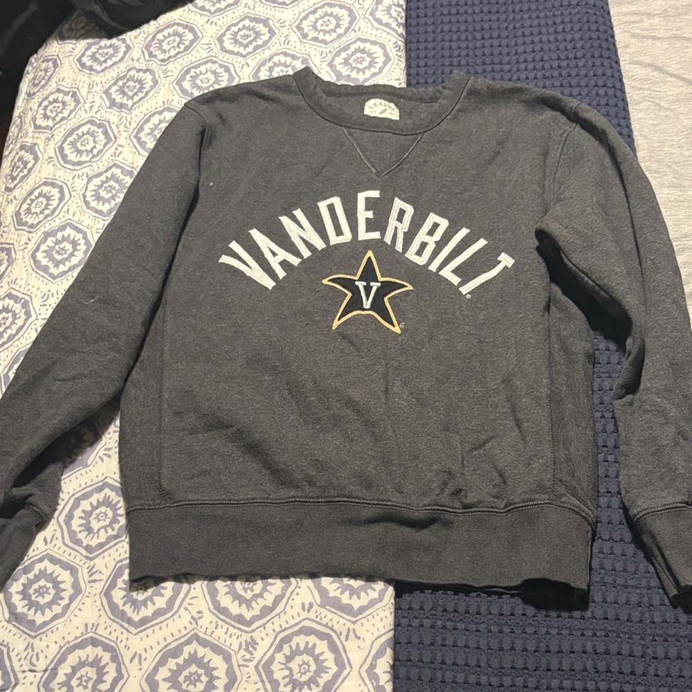 League Vanderbilt Dark Gray Crewneck Sweatshirt with Gold Accent